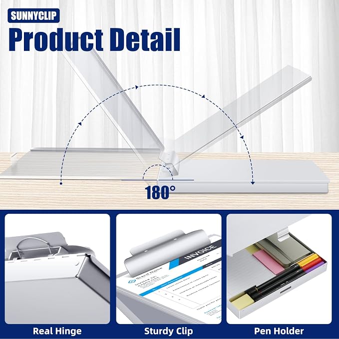 Metal Clipboard with Storage, Letter Size Form Holder Portfolio Aluminum Metal - Image 4