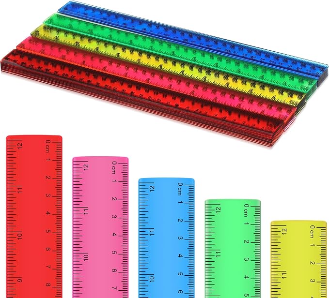 Zonon 50 Pcs 6 Inch/12 Inch Plastic Rulers Bulk Flexible Straight Rulers - Image 7