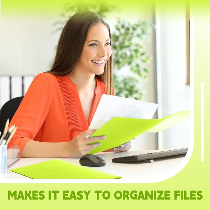 Henoyso 18 Pack Fluorescent Green Plastic Folders - Image 5
