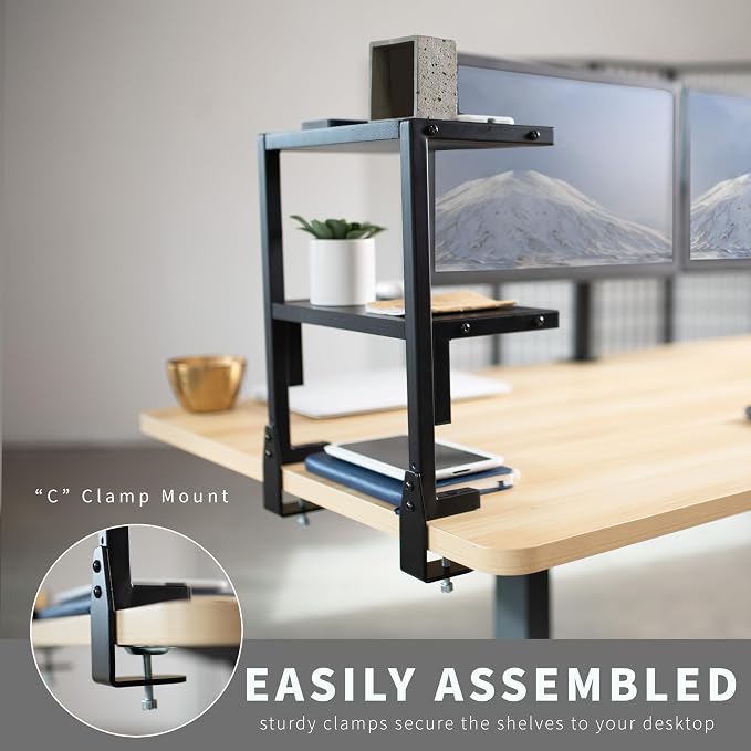 VIVO Clamp-on 13 inch Above or Below Desk 2-Tier Shelving Unit - Image 5