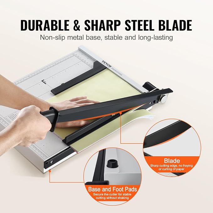 VEVOR Paper Cutter, Guillotine Trimmer, 16 Sheets Capacity, Heavy Duty - Image 5
