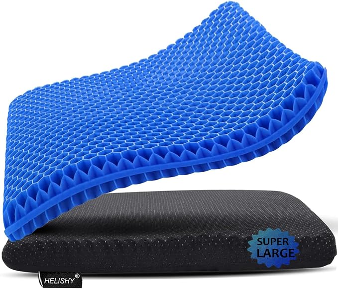 Super Large Gel Seat Cushion for Long Sitting Pressure Pain Relief | 19x19inch by Helishy