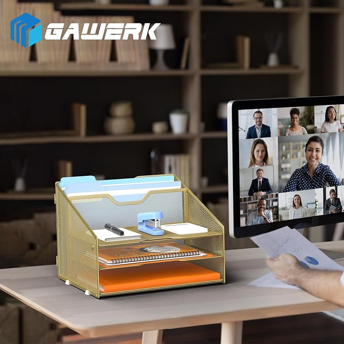 GAWERK Letter Tray Organizer, Mesh Desk File Organizer - Image 6