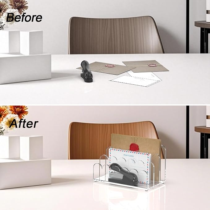 YAGELI 2 Pack 3-Slot Acrylic Mail Organizer - Image 4