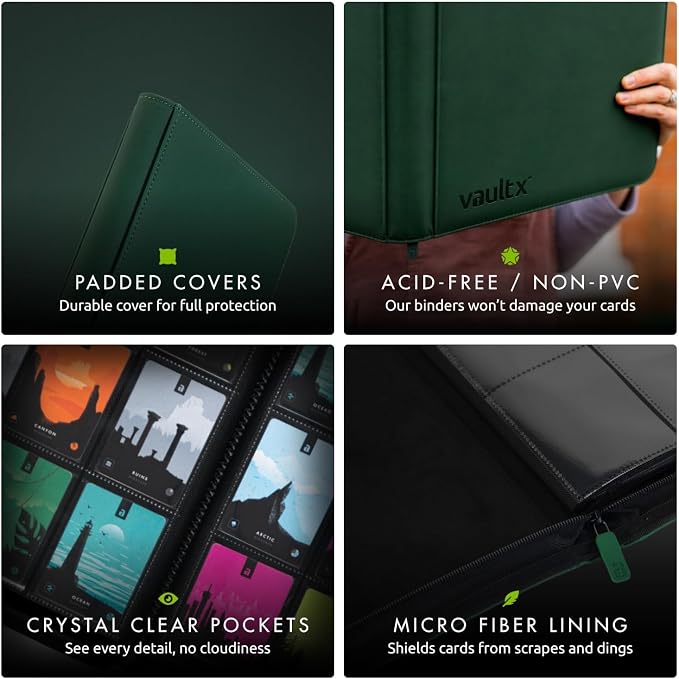 Vault X 9 Pocket Zip Binder, 360 Cards, Exo-Tec Material, 20 Side-Loading Pages - Image 6