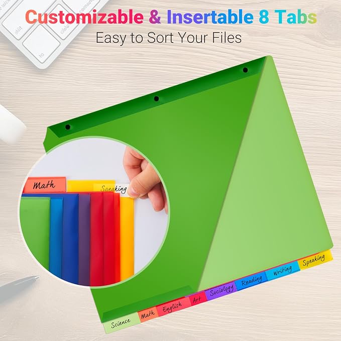 8-Tab Dividers for 3-Ring Binders, Insertable 8 Tabs Binder Divider for - Image 5