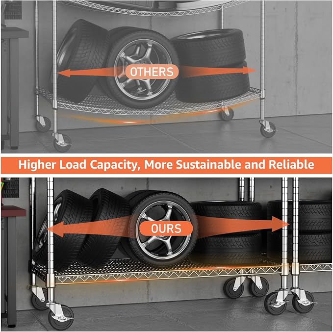 M MZG 4 Tiers Storage Shelves Load 1400LBS, Metal Shelving Wire Metal Shelving - Image 5