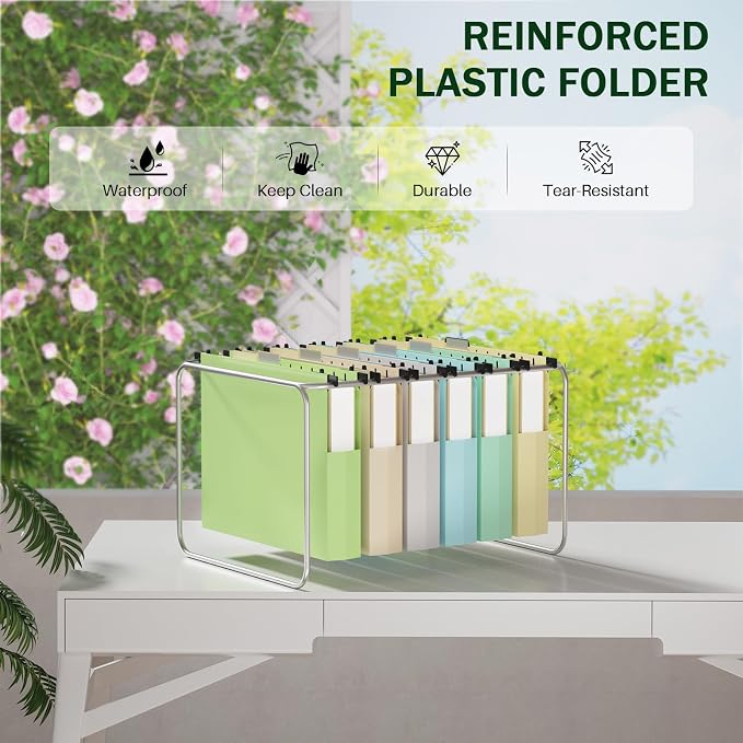 12 Pack Plastic Hanging File Folders, Letter Size Hanging File Folders 2" - Image 4