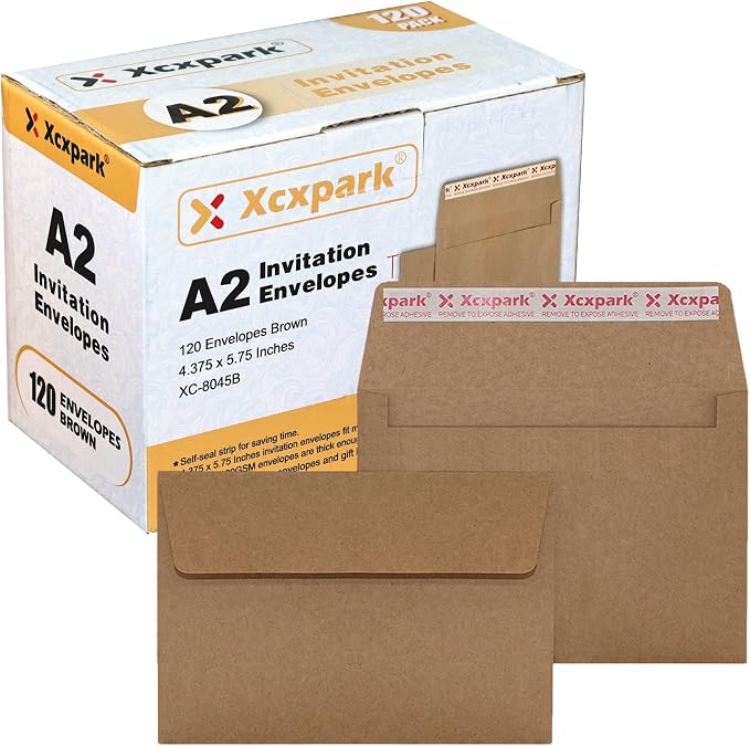 Xxcxpark 120 Qty Printable A2 Invitation Envelopes 4.375 x 5.75 Cards, Self by Xxcxpark
