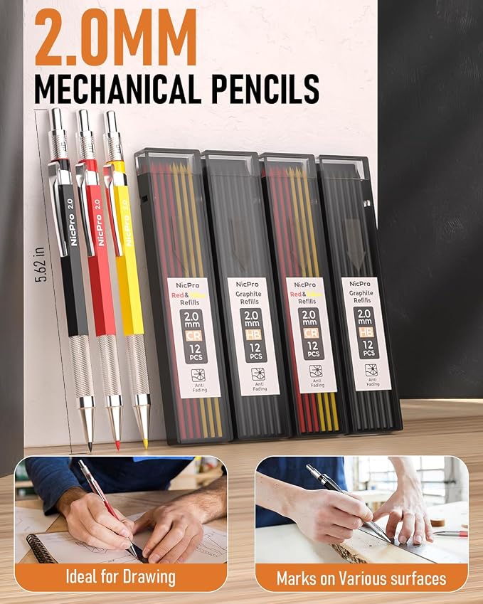 Nicpro 18 Pack Carpenter Pencils Mechanical, Construction Pencils - Image 2