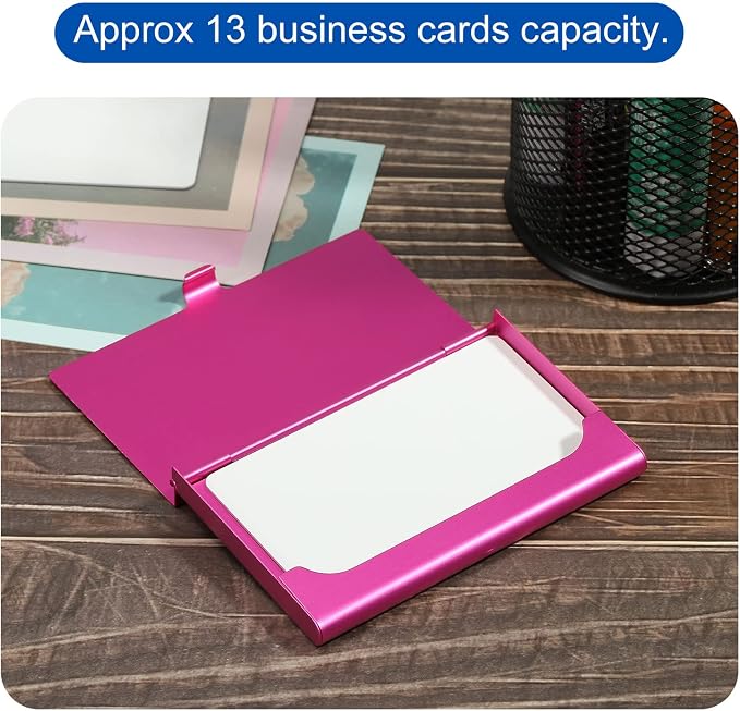 PATIKIL Business Card Holder, 2 Pieces Aluminum Alloy Flip Cover Slim Name - Image 5