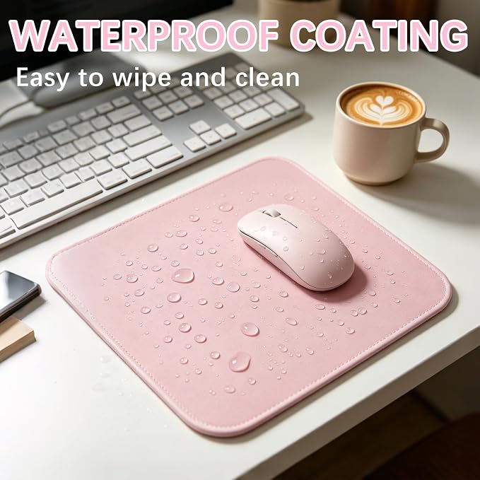 4 PCS Pink Mouse pad Bulk with Stitched Edge, 10.2x8.3inches 3mm Thickness - Image 4