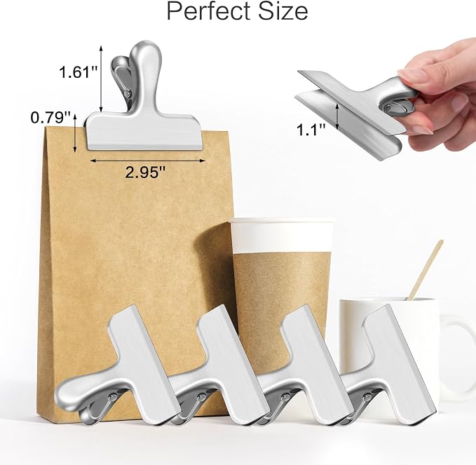 12 Pack Chip Clips, Stainless Steel Bag Clips & Food Clip, Heavy Duty Bag Clip - Image 2