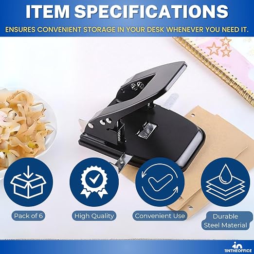 1InTheOffice 2 Hole Punch, Paper Puncher, Low Force Required, Jam Resistant - Image 8