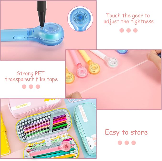 BESARME 12 Pieces White Out Tape Pen, Cute Whiteout Correction Tape Pen - Image 4