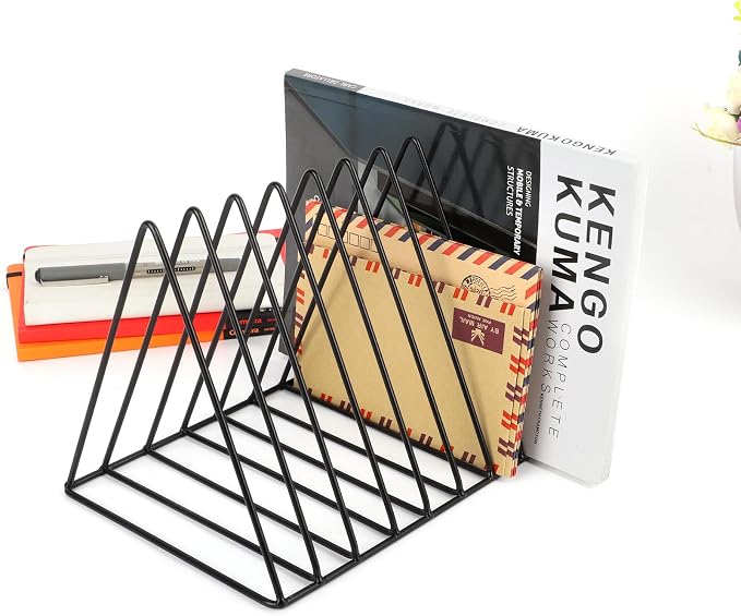 EASEPRES Vinyl Record Holder Storage, 9 Slot Metal Magazine Book Album Display - Image 4