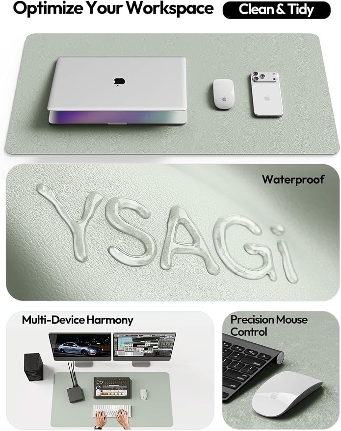 YSAGi Leather Desk Pad Protector, Office Desk Mat, Large Mouse Pad, Non-Slip PU - Image 8