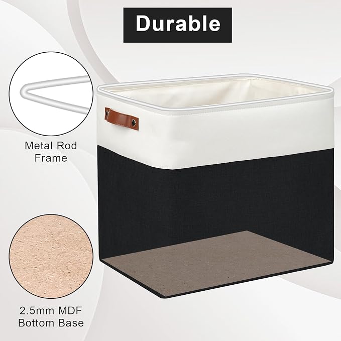 Bagnizer Large Fabric Storage Baskets | 50L Storage Bins, Decorative Linen - Image 4