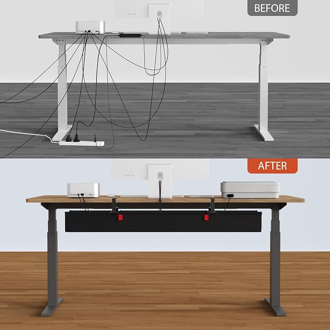Univivi No Drill Under Desk Cable Management Tray, Clamp/Screw Mount Desk Cable - Image 7