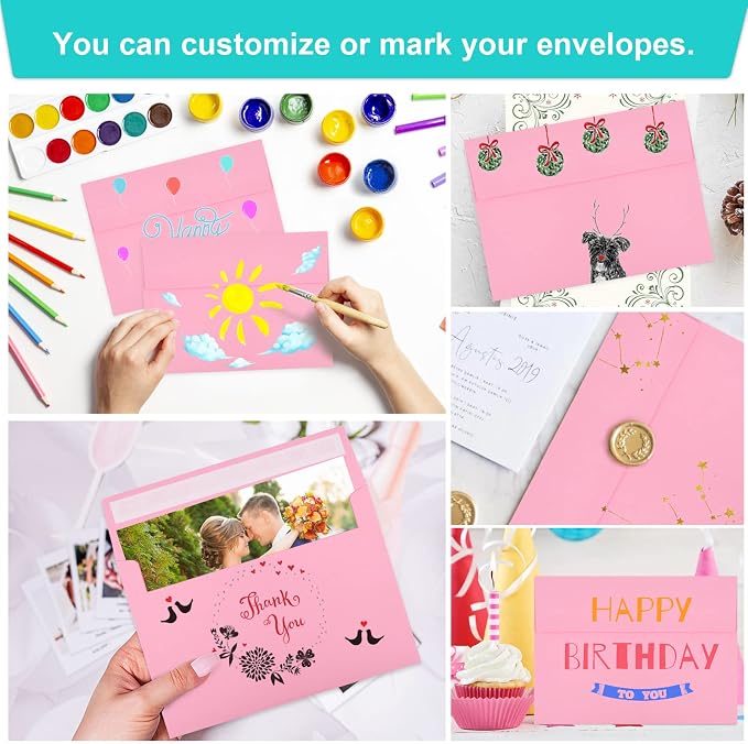 70 Packs of Invitation Envelopes, A2 Envelopes Pink Postcard - Image 5
