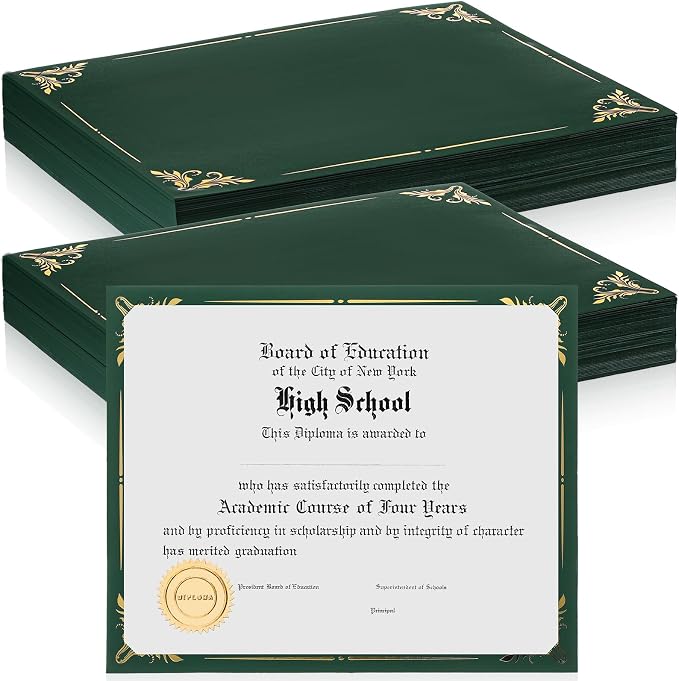 Fainne 100 Pcs Certificate Holder Foil Border 8.5 x 11 Inch Single Sided Award by Fainne