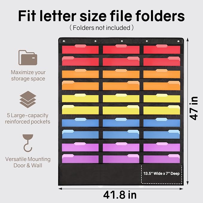 SUNEE 30 Pockets Hanging Wall File Organizer, Space Saver - Image 3