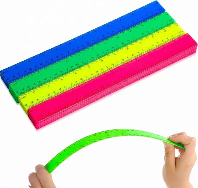 Zonon 50 Pcs 6 Inch/12 Inch Plastic Rulers Bulk Flexible Straight Rulers by Zonon