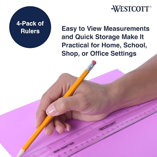 Westcott 12-Inch Flexible Shatterproof Rulers, Flexible Design - Image 3
