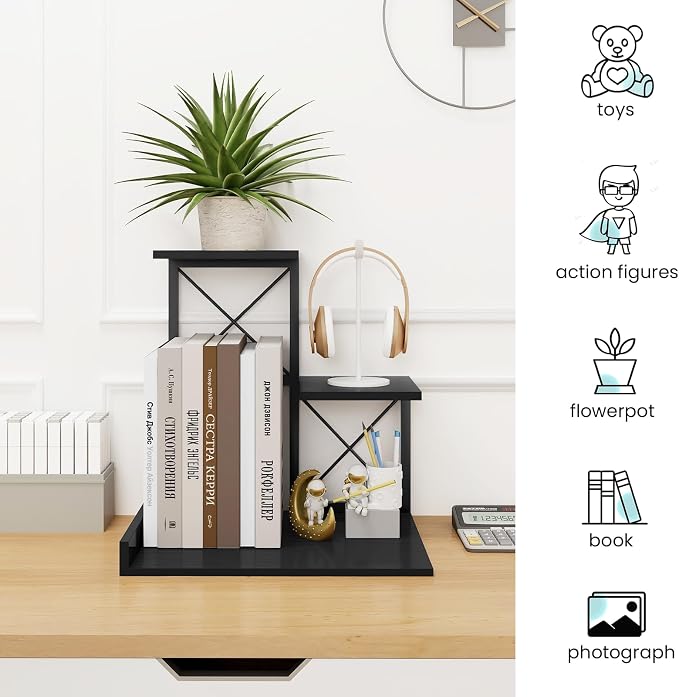 ELITEROO Wood Desktop Shelf, 3 Tier Desk Shelves Small Bookshelf Organizer - Image 8