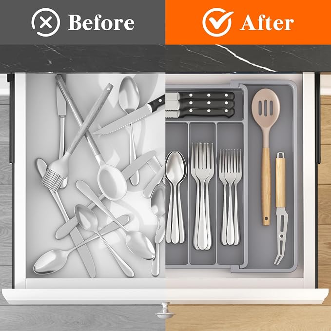 Lifewit Silverware Drawer Organizer, Expandable Utensil Tray - Image 5