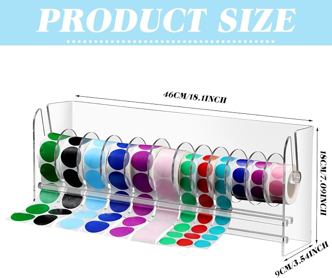Qilery Adjustable Label Dispenser Acrylic Roll Sticker Dispenser Sticker Holder - Image 2