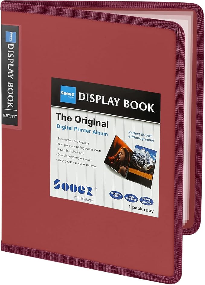 Sooez 30-Pocket Binder with Plastic Sleeves 8.5x11, Heavy Duty Art Portfolio by Sooez