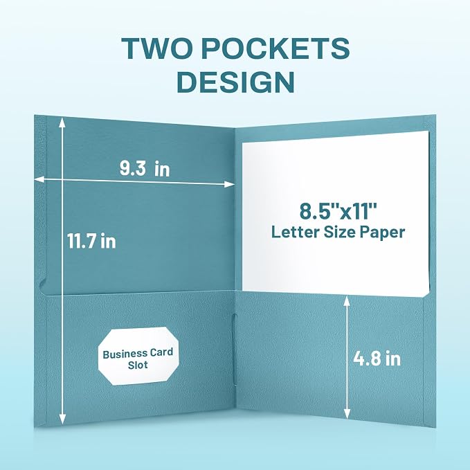 SUNEE Folders with Pockets, 2 Pocket Folders Fit Letter Size Paper, Paper File - Image 4