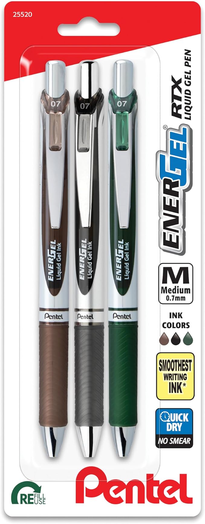 Pentel EnerGel RTX Retractable Liquid Gel Pen, Camo Hue, and Forest Green Ink by PentelofAmerica