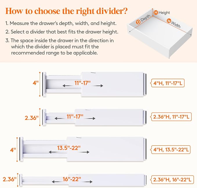 Lifewit 8 Pack Upgrade Drawer Dividers - Image 3