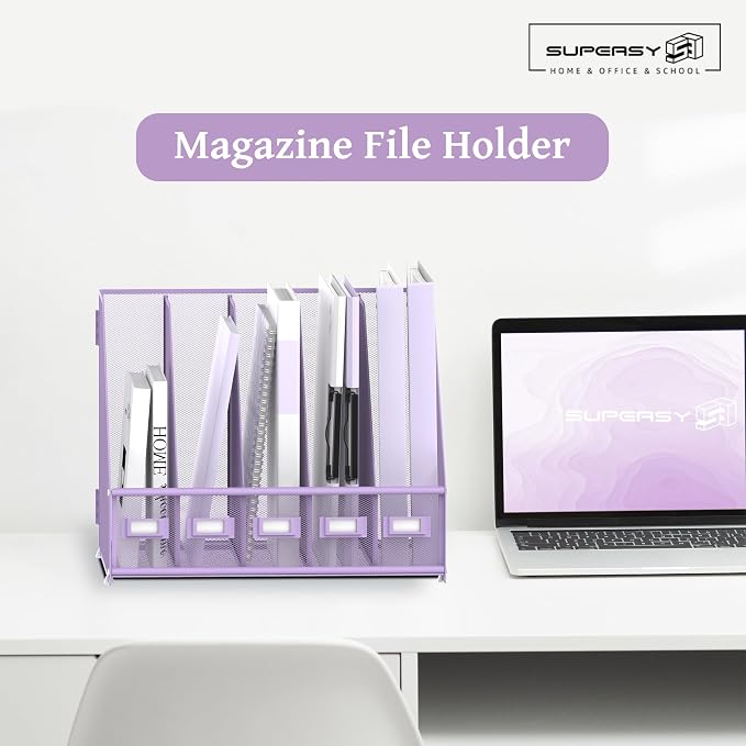 SUPEASY Desk Organizers Metal Desk Magazine File Holder - Image 2