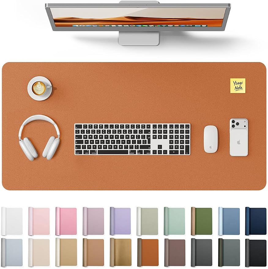 YSAGi Leather Desk Pad Protector, Office Desk Mat, Large Mouse Pad, Non-Slip PU by YSAGi