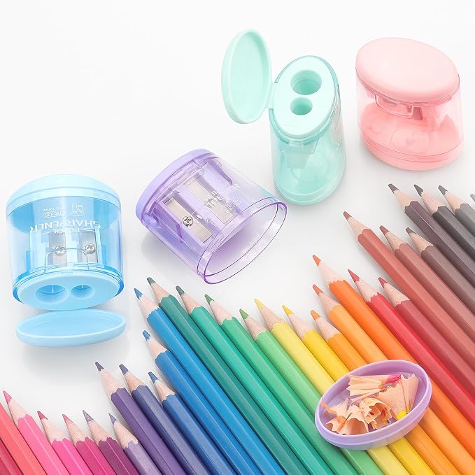 Tamaki 4 Pack Pencil Sharpeners Manual Dual Holes Compact Colored Handheld - Image 6