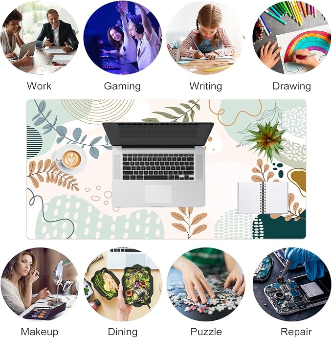 Colorful Star Large Mouse Pad, Abstract Botanical Waterproof Desk Mat, Boho - Image 6