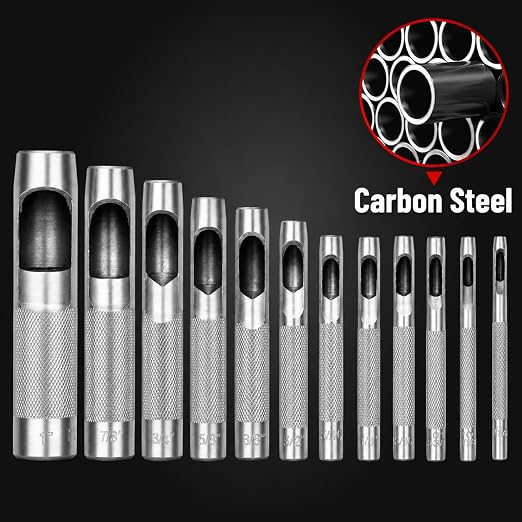 UNCO- Hollow Leather Hole Punch Set, 1/8"- 3/4", Carbon Steel Leather Hole - Image 4
