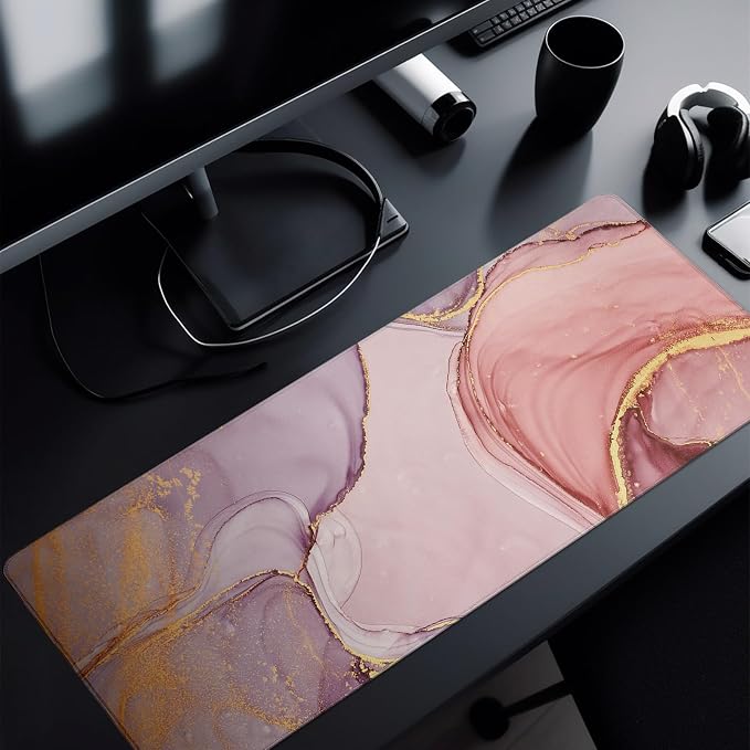 Rose Gold Marble Mouse Pad Abstract Marble Mouse Pad 31.5x11.8 Inch Texture - Image 8