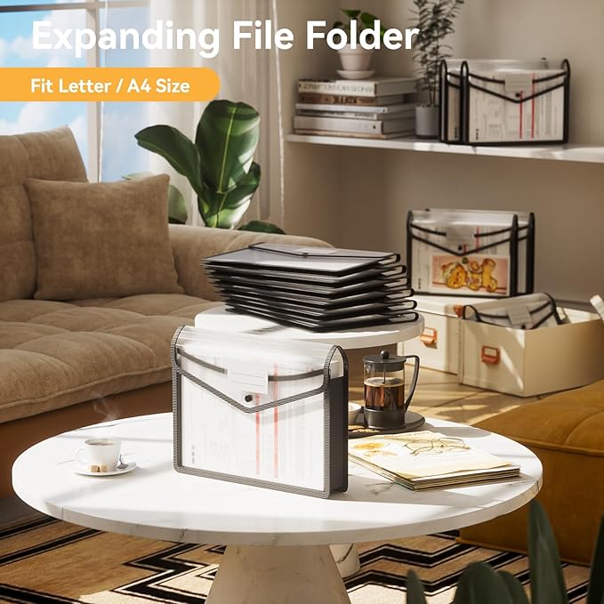 ABC life 6-Pack Plastic Expanding File Folders, Folders - Image 2