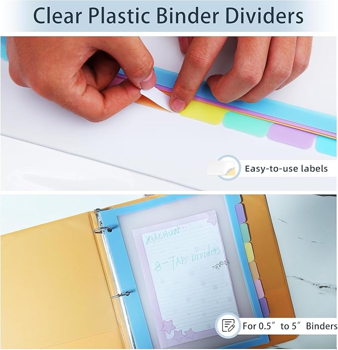 30Pcs/6 Set 5 Tab Clear Plastic Binder Dividers - Image 3