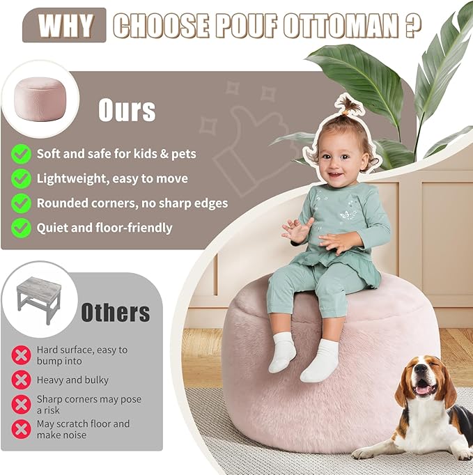 Gericco Round Stuffed Pouf Ottoman - Image 6