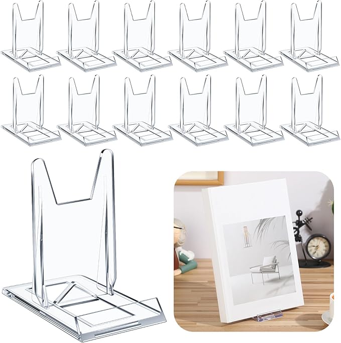 24 Pack Acrylic Book Stand for Display Adjustable Clear Display Holder Easel by Memorywuu