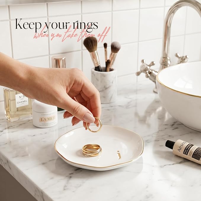 Ceramic Jewelry Tray, Personalized Initial Jewelry Dish - Image 5
