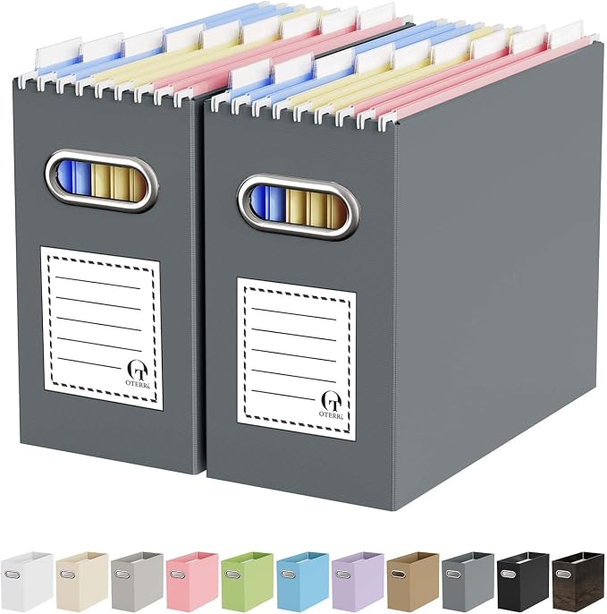 Oterri File Organizer Box, Portable Collapsible Cardboard File Folder Organizer by Oterri