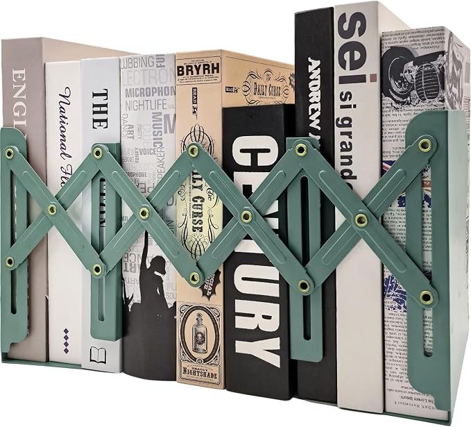 Adjustable Bookends Non Skid Decorative Bookends, Metal Bookend by KIROYAL