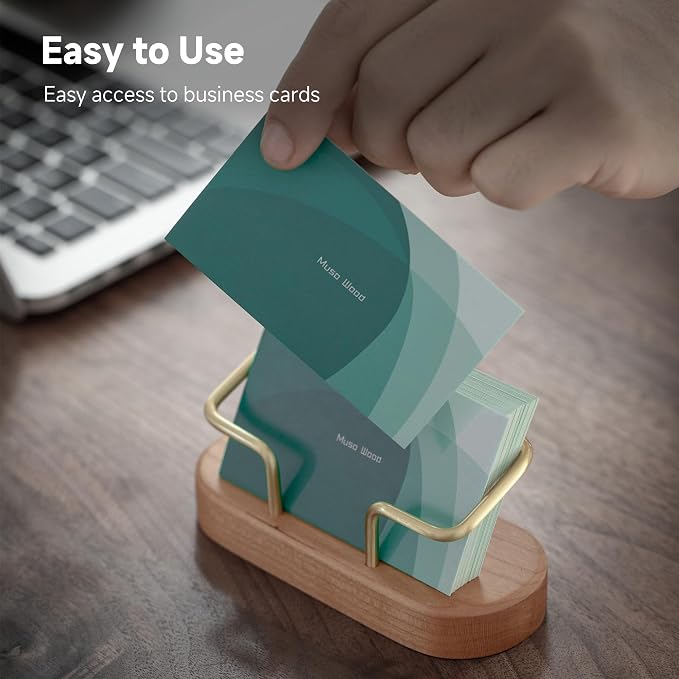muso wood Business Card Holder for Desk, Wooden Creative Business Card Display - Image 5
