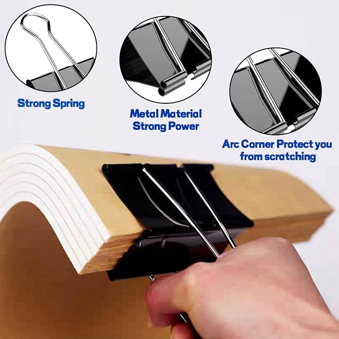 TOTDTDA 3 Inch Extra Large Jumbo Binder Clips, Heavy Duty Paper Clamps - Image 3